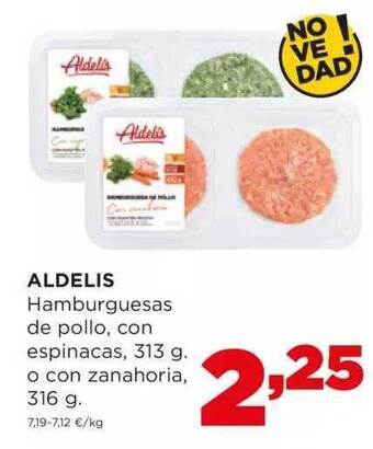 Alimerka Aldelis hamburguesas de pollo con espinacas o con zanahoria oferta
