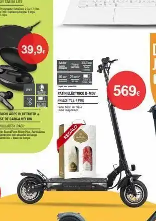 Milar 39,9€ fx5 motor 800w dobro de disc doble suspensión regalo 25,4 patin eléctrico b-mov freestyle 4 pro tan 569€ oferta