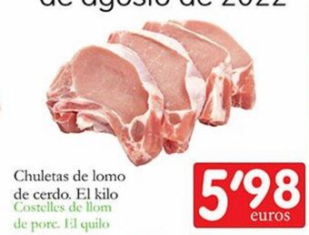 Supermercados Bip Bip Chuletas de lomo de cerdo oferta