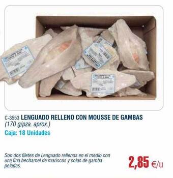 Abordo Lenguado relleno con mousse de gambas oferta