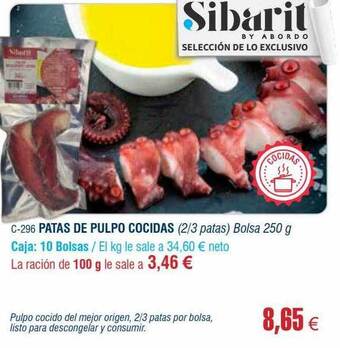 Abordo Patas de pulpo cocidas oferta