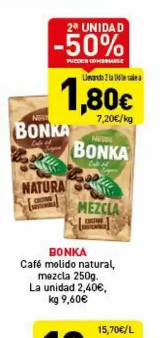 Hiperber Bonka Café Molido Natural Mozcla 250g La Unidad oferta