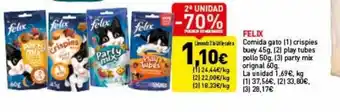 Hiperber Felix Comida Gato Crispies Buey 45g Play Tubes Pollo 50g Party Mix Orignal 60g oferta