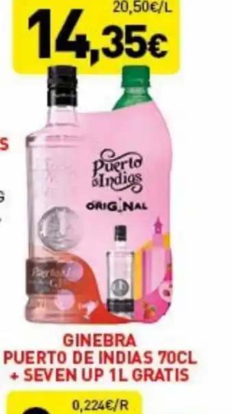 Hiperber Ginebra Puerto de Indias 70cl +Seven Up 1L Gratis oferta