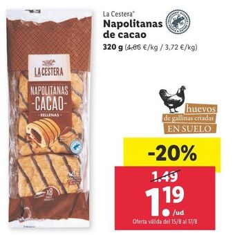 Lidl Napolitanas de cacao oferta