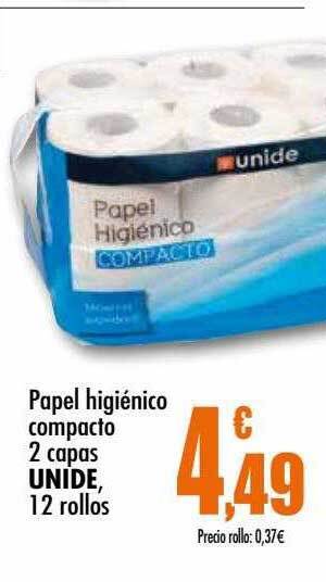 Unide Supermercados Papel higiénico compacto 2 capas 12 rollos oferta