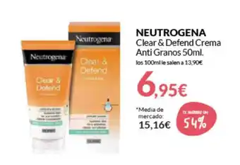PrimaPrix NEUTROGENA NEUTROGENA Clear & Defend Crema Anti Granos 50ml oferta