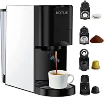 Amazon Cafetera monodosis de cápsulas, kotlie 4 en 1 compacta mini cafetera monodosis express calentamiento 30s 19bar apagado aut... oferta