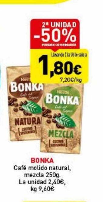 Hiperber 2a unidad -50% bonka café molido natural mezcla oferta