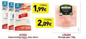 Hiperber Alteza queso lonchas tierno semi tierno legado pechuga pavo oferta