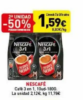Hiperber 2a unidad -50% nescafé café 3 en 1 oferta