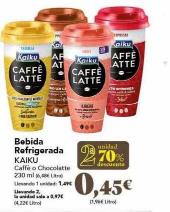 Gadis 2a unidad 70% descuento bebida refrigerada kaiku oferta