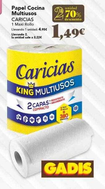 Gadis 2a unidad 70% descuento papel cocina multiusos caricias oferta