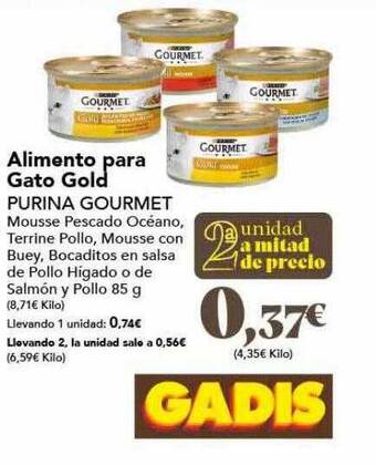 Gadis Alimento para gato gold purina gourmet oferta
