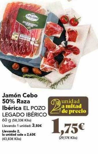 Gadis Jamón cebo 50% raza ibérica el pozo legado ibérico oferta