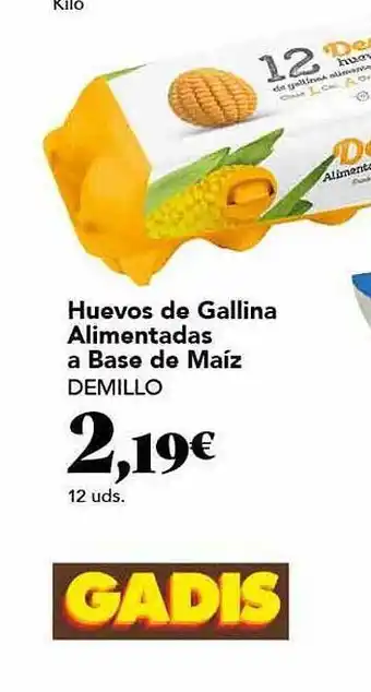 Gadis Huevos de gallina alimentadas a base de maíz demillo oferta