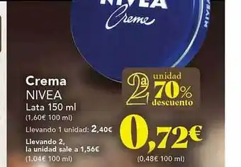 Gadis 2a unidad 70% descuento crema nivea oferta
