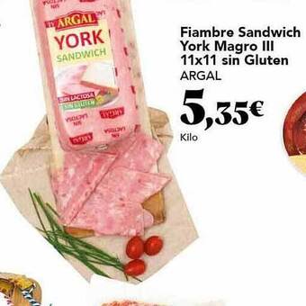 Gadis Fiambre sandwich york magro iii 11x11 sin gluten argal oferta