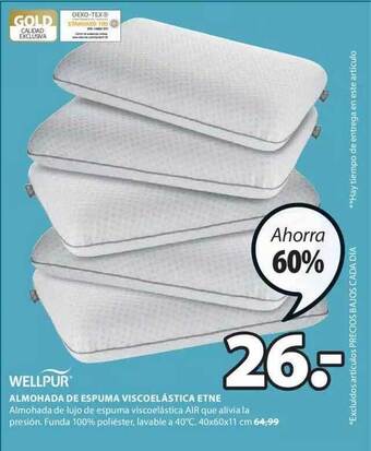 JYSK Wellpur almohada de espuma viscoelástica etne oferta