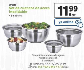 Lidl Ernesto set de cuencos de acero inoxidable oferta