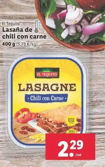 Lidl El tequito lasaña de chili con carne oferta