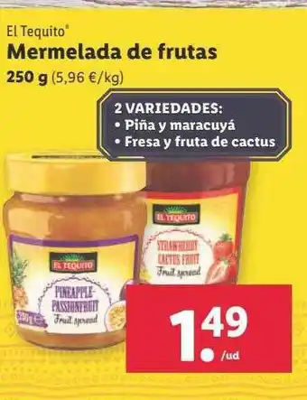 Lidl El tequito mermelada de frutas oferta