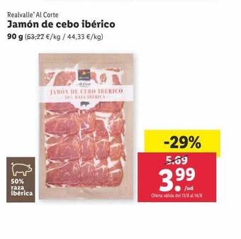 Lidl Realvalle al corte jamón de cebo ibérico oferta