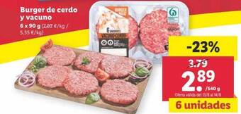 Lidl Burger de cerdo y vacuno oferta
