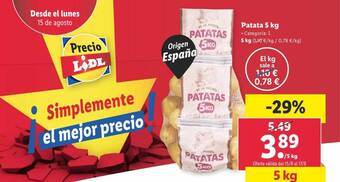 Lidl Patata 5kg oferta