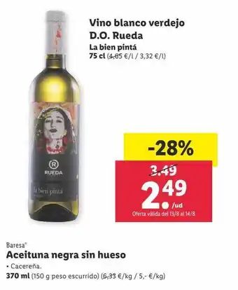 Lidl Vino blanco verdejo d.o. rueda la bien pintá oferta