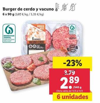 Lidl Burger de cerdo y vacuno oferta