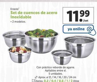 Lidl Ernesto set de cuencos de acero inoxidable oferta