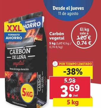 Lidl Carbón vegetal oferta
