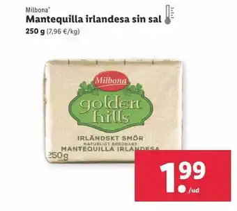 Lidl Milbona mantequilla irlandesa sin sal oferta