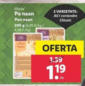 Lidl Vitasia pan naan oferta