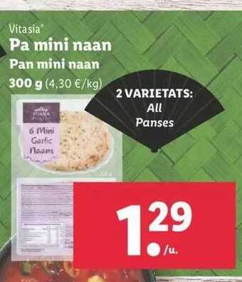 Lidl Vitasia pan mini naan oferta