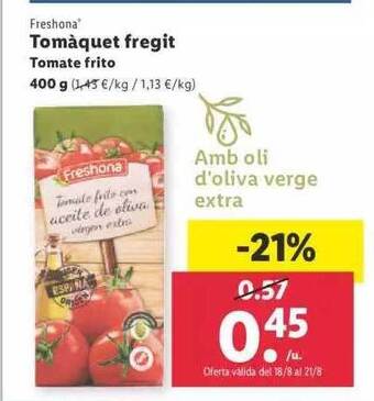 Lidl Freshona tomate frito oferta