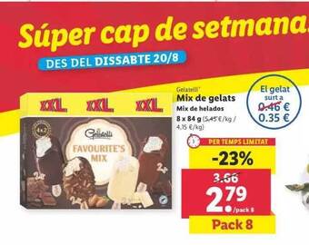 Lidl Gelatelli mix de helados oferta