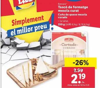 Lidl Roncero cuña de queso mezcla curado oferta