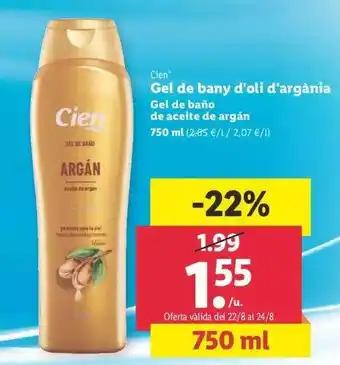 Lidl Cien gel d ebaño de aceite de argán oferta