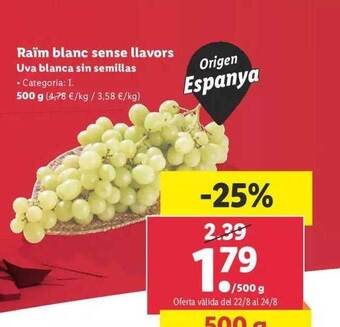 Lidl Uva blanca sin semillas oferta