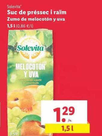 Lidl Solevita zumo de melocotón y uva oferta