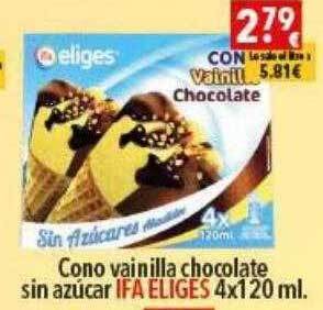 Supermercados Extremadura Cono vainilla chocolate sin azúcar ifa eliges oferta