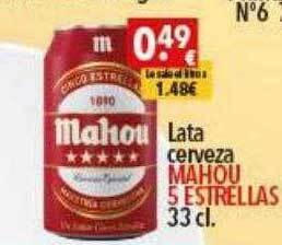 Supermercados Extremadura Lata cerveza mahou 5 estrellas oferta