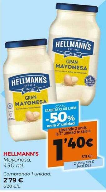 Supermercados Lupa Hellmann's mayonesa oferta