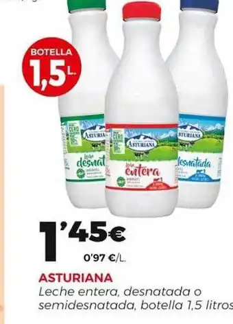 Supermercados Lupa Asturiana leche entera desnatada o semidesntada botella oferta