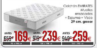 Atrapamuebles Colchón emirates muelles ensacados + espuma + visco oferta