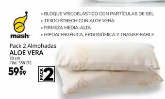 Conforama Mash pack 2 almohadas aloe vera oferta