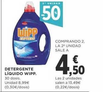 Supercor 2a unidad -50% detergente líquido wipp oferta