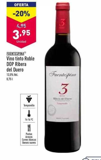 ALDI Fuentespina vino tinto roble dop ribera del duero oferta